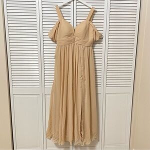NWOT Champagne Chiffon Maxi Bridesmaid Dress Pockets Corset Bride Wear Your Love